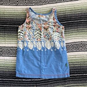 Vintage bis bis blue tank top with multicolored floral paisley design